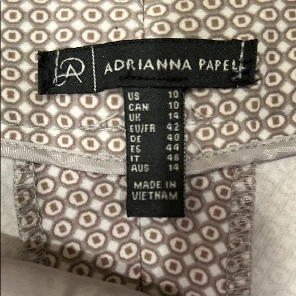 Adrianna Papell Taupe Geometric Pants - Picture 2 of 11